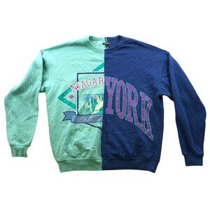 Wild Fable Women's Sweatshirt Small Two-Tone Niagara & New York Pullover Fleece